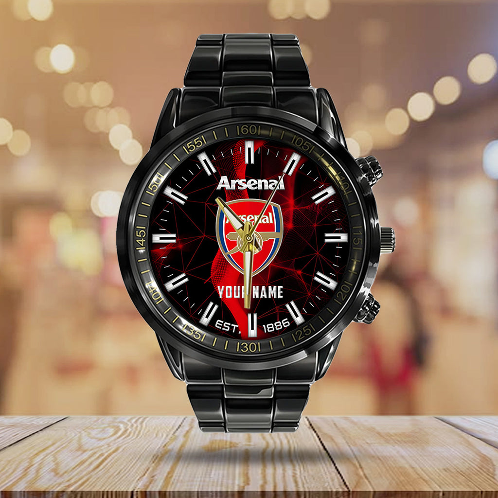 Personalized Arsenal FC Black Stainless Steel Watch – TANTN23554