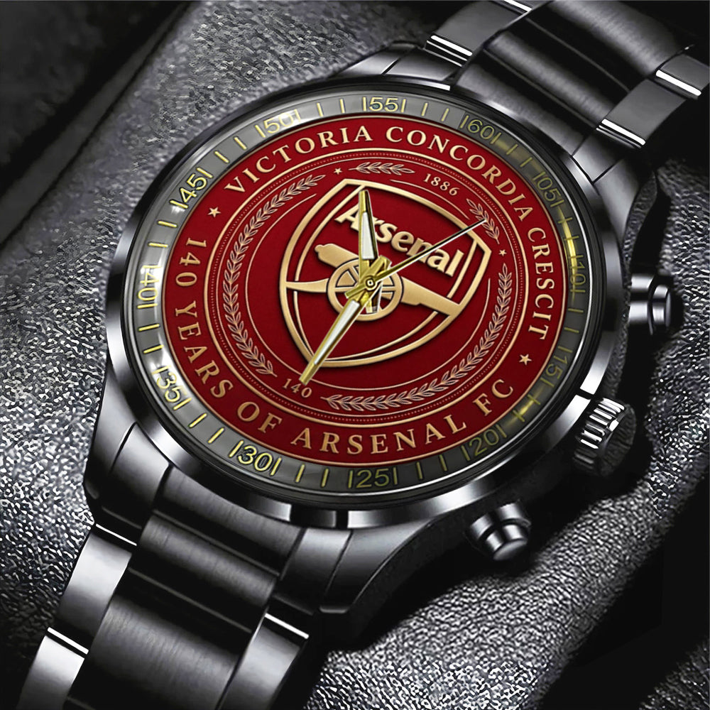 Arsenal FC 140th Anniversary Black Stainless Steel Watch – TMTHU3038