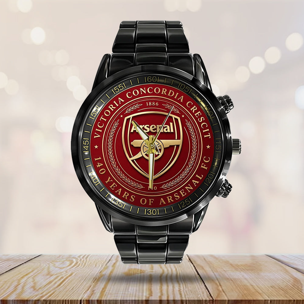 Arsenal FC 140th Anniversary Black Stainless Steel Watch – TMTHU3038