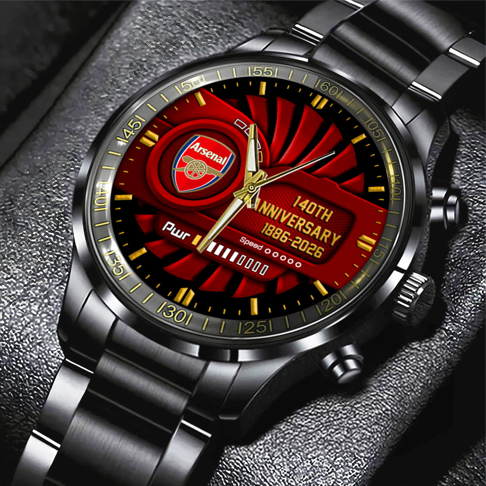 Arsenal FC 140th Anniversary Black Stainless Steel Watch – MAITM14457