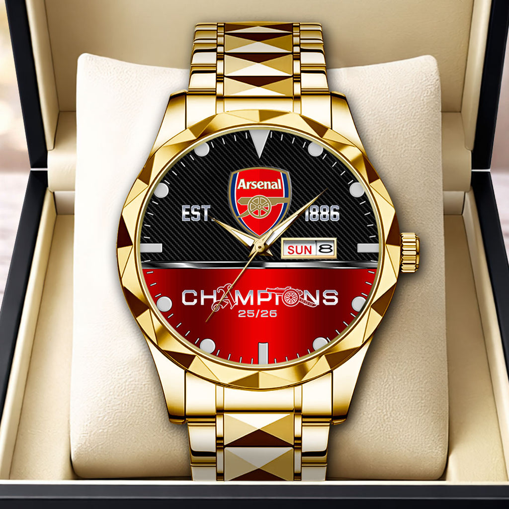 Arsenal FC Premier League Champions 25/26 Alloy Luxury Quartz Watch – HOATT18603