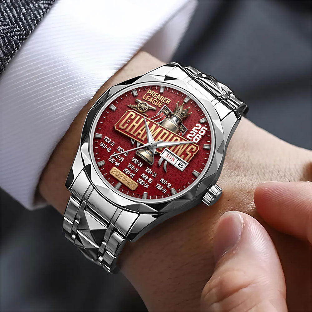 Arsenal FC Premier League Champions 25/26 Alloy Luxury Quartz Watch – TMTHU6337