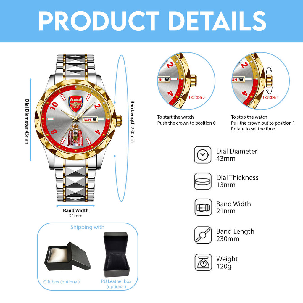 Arsenal FC Premier League Champions 25/26 Alloy Luxury Quartz Watch – HOATT18598