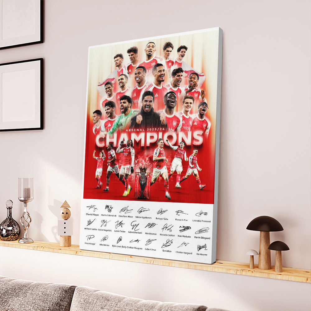 Arsenal FC Premier League Champions 25/26 Rectangle Canvas With Inner Frame – HOATT18232