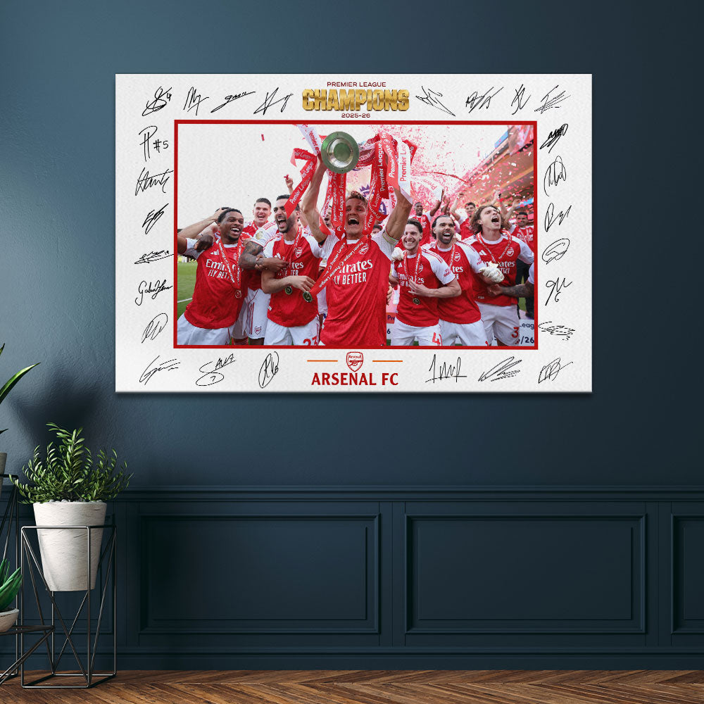 Arsenal FC Premier League Champions 25/26 Rectangle Canvas With Inner Frame – HOATT18478