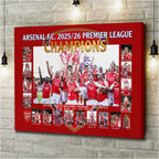 Arsenal FC Premier League Champions 25/26 Rectangle Canvas With Inner Frame – HOATT18845