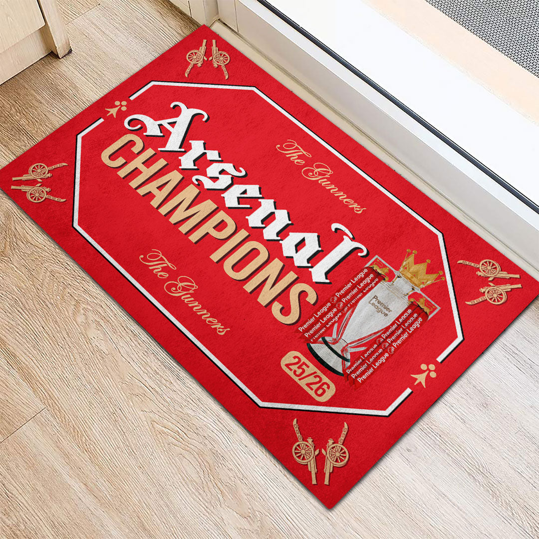 Arsenal FC Premier League Champions 25/26 Custom Doormat – HOATT18315