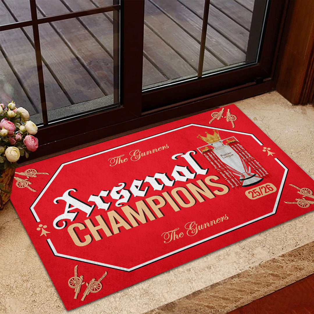 Arsenal FC Premier League Champions 25/26 Custom Doormat – HOATT18315