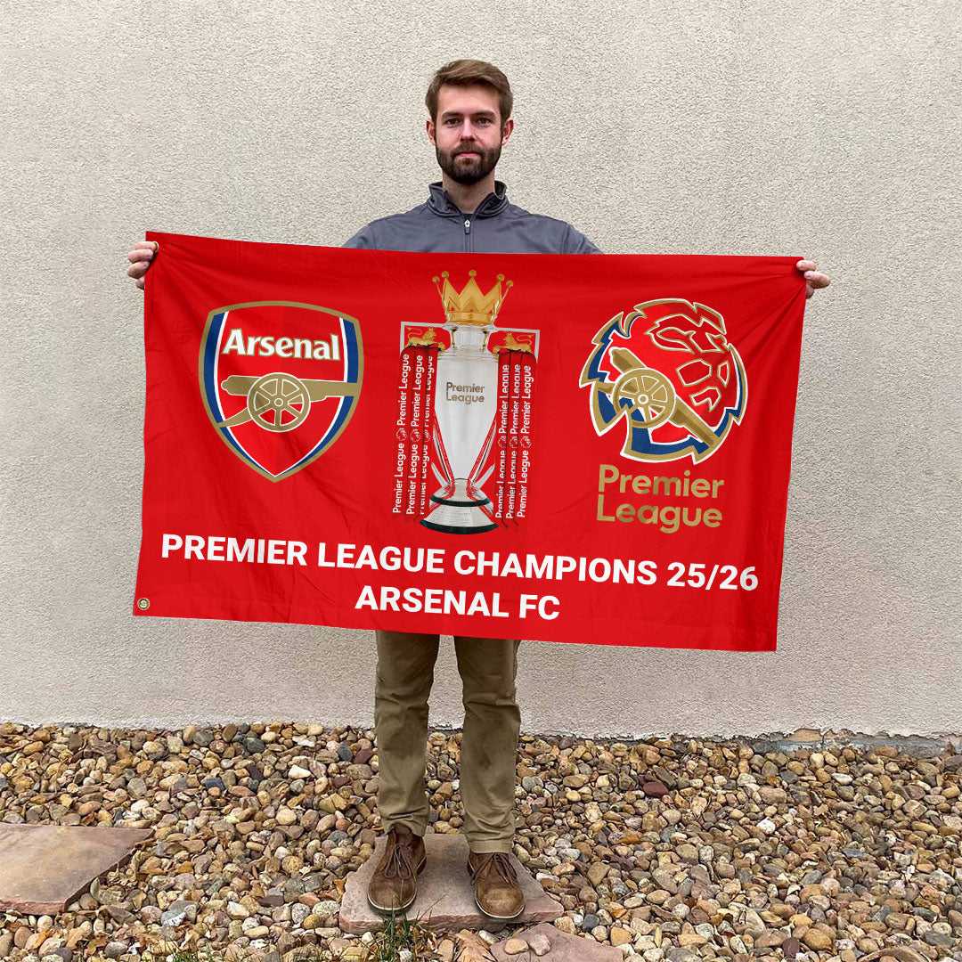 Arsenal FC Premier League Champions 25/26 3D Double-side House Flag – HOATT18146
