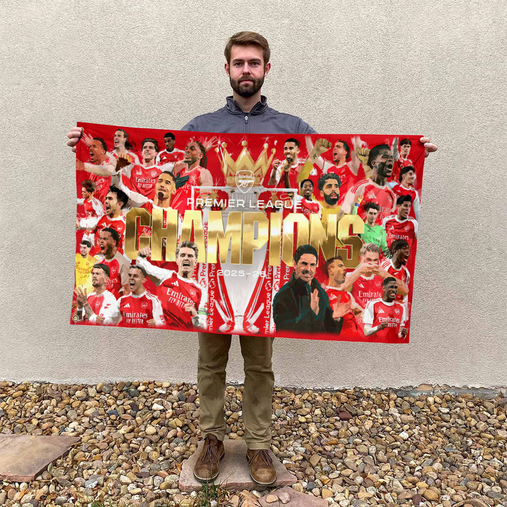 Arsenal FC Premier League Champions 25/26 3D Double-side House Flag – HOATT18304