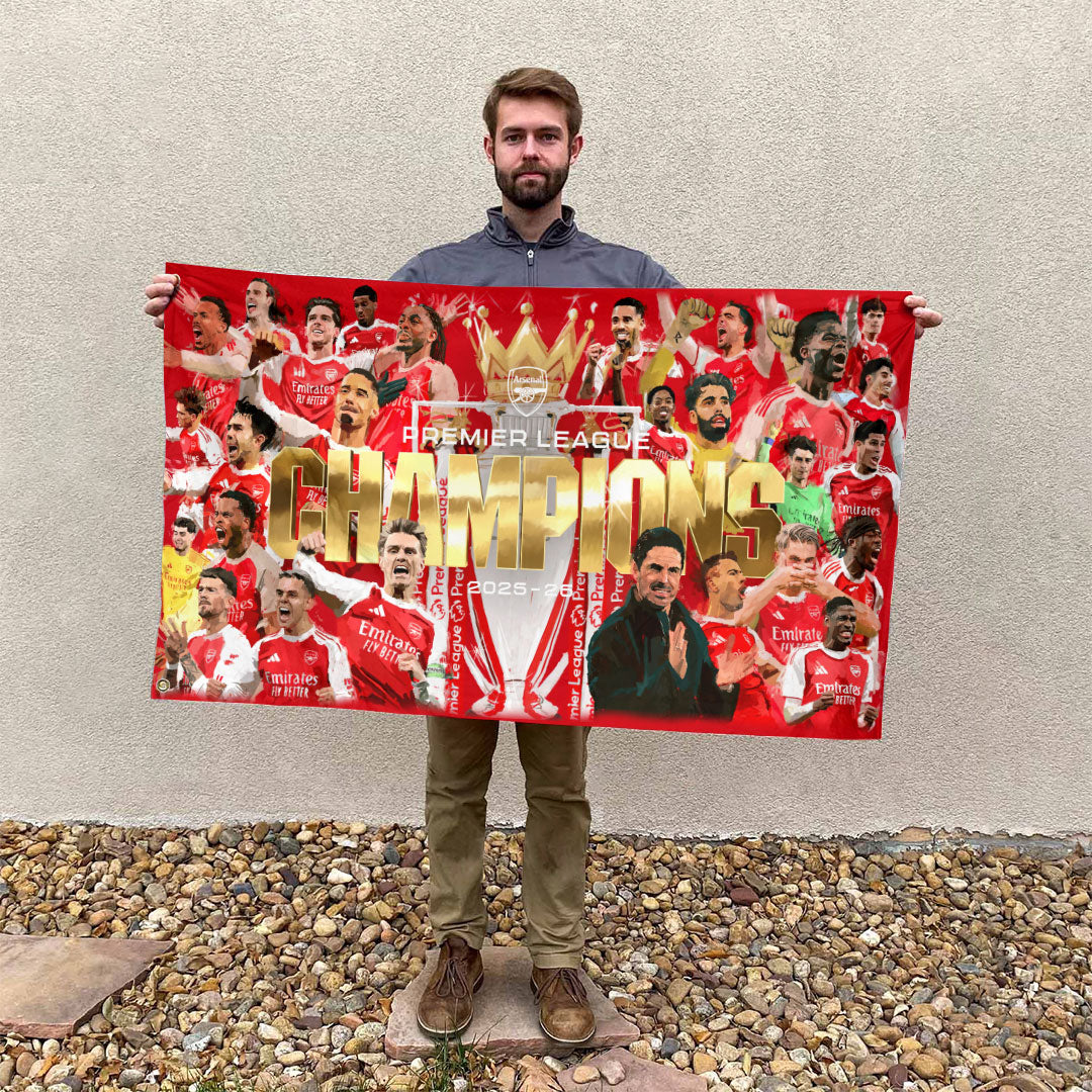 Arsenal FC Premier League Champions 25/26 3D Double-side House Flag – HOATT18304