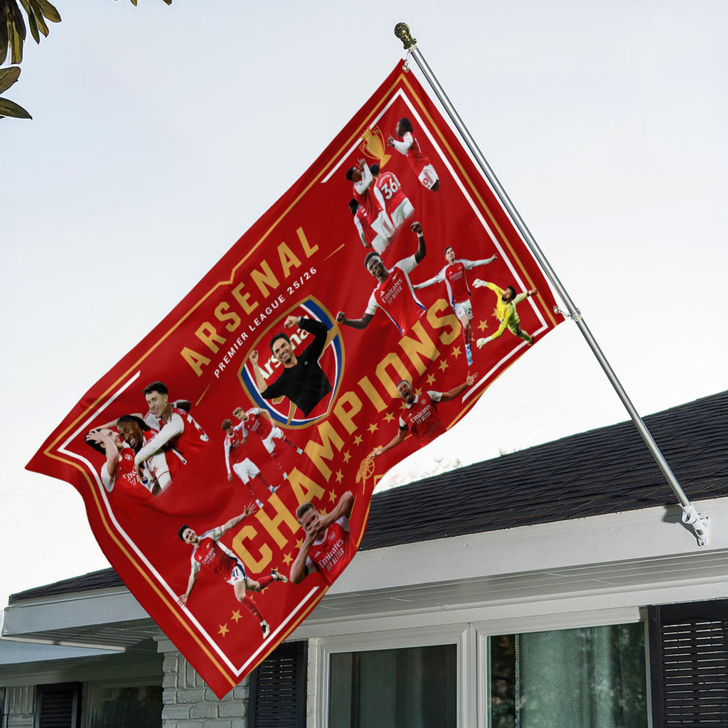Arsenal FC Premier League Champions 25/26 3D Double-side House Flag – HOATT18305