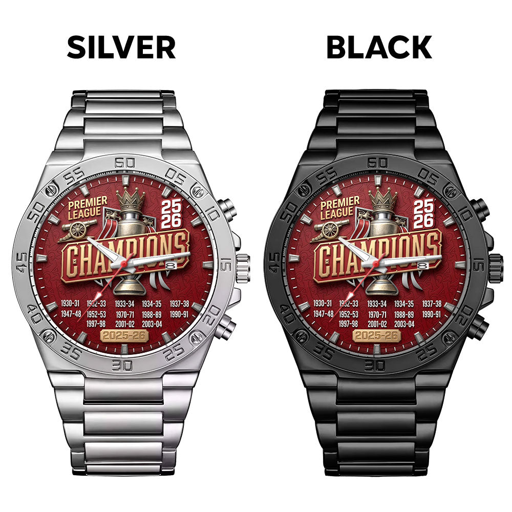 Arsenal FC Premier League Champions 25/26 Gentleman Stainless Steel Watch – TMTHU6341