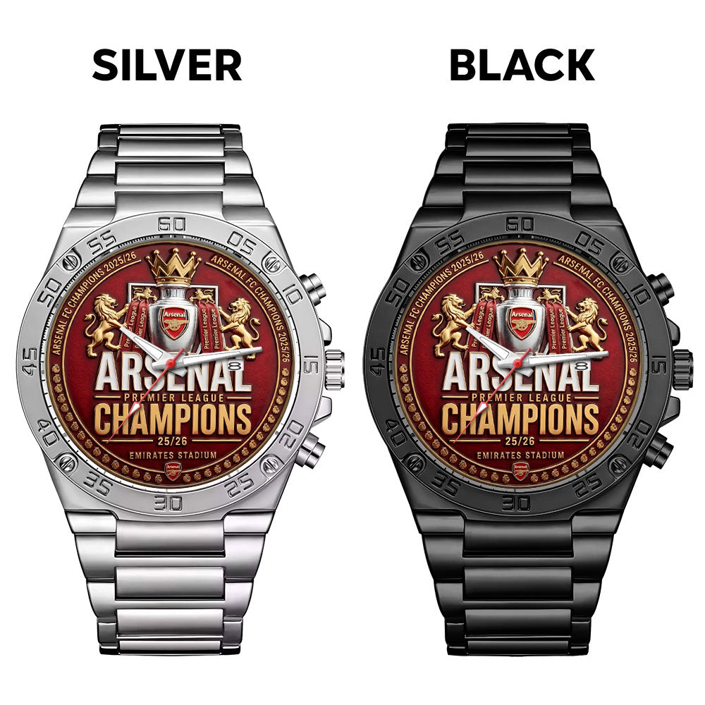 Arsenal FC Premier League Champions 25/26 Gentleman Stainless Steel Watch – TMTHU6432