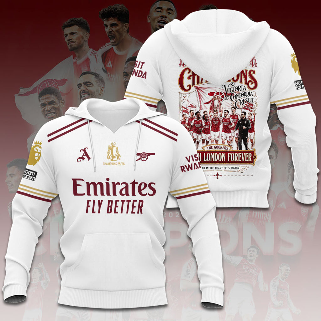 Arsenal FC Premier League Champions 25/26 3D Apparel – HOATT18235