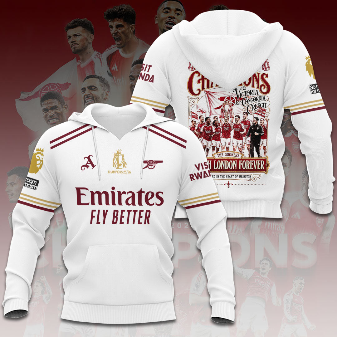 Arsenal FC Premier League Champions 25/26 3D Apparel – HOATT18235