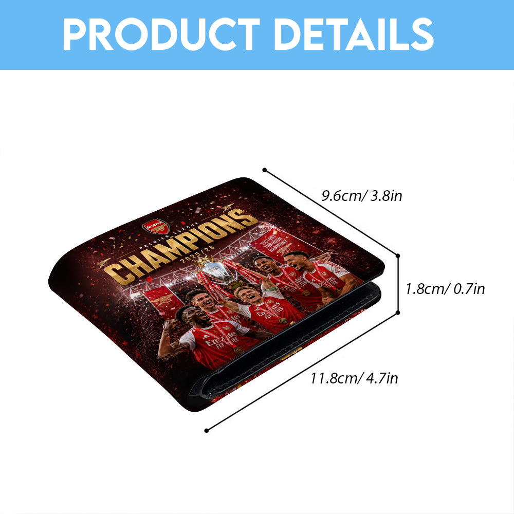 Arsenal FC Premier League Champions 25/26 3D Leather Men Wallet – GNE6631
