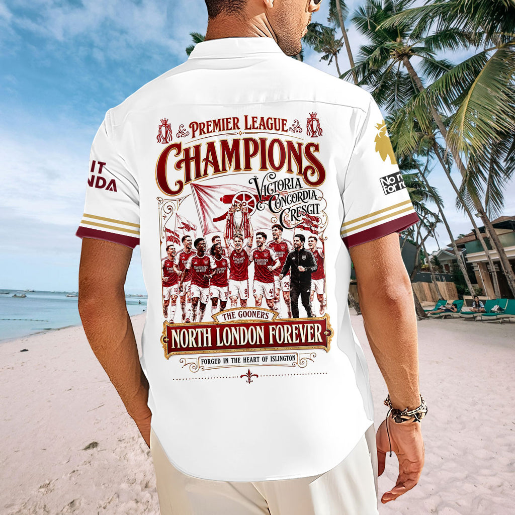Arsenal FC Premier League Champions 25/26 Short Sleeve Button-Down Shirt – HOATT18202