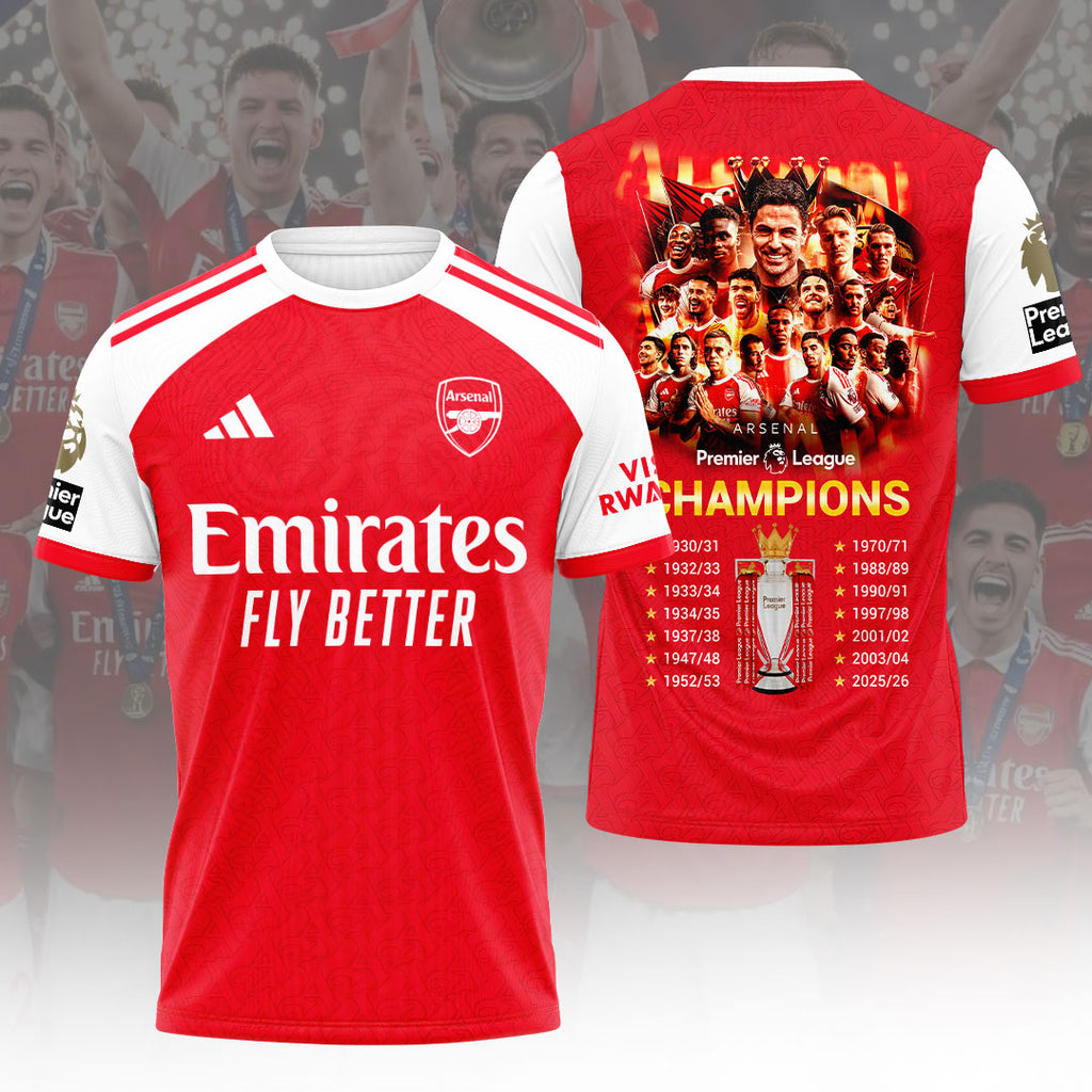 Arsenal FC Premier League Champions 25/26 3D Apparel – HOATT18204