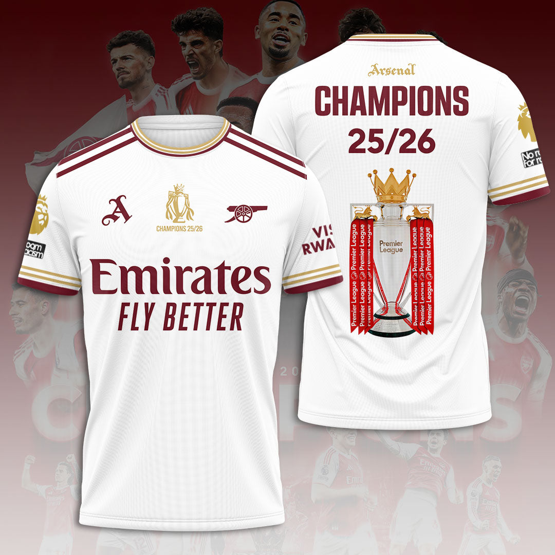 Arsenal FC Premier League Champions 25/26 3D Apparel – HOATT18285