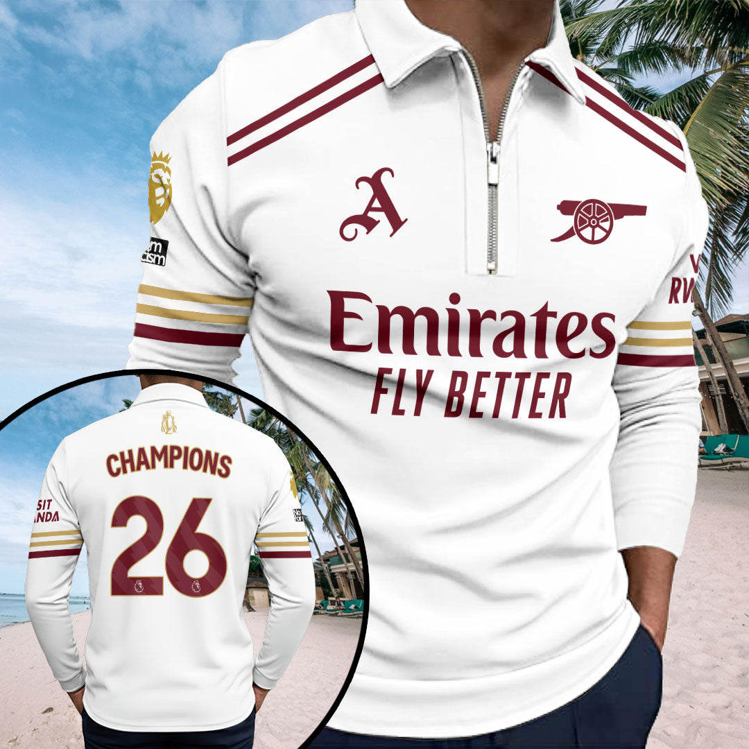 Arsenal FC Premier League Champions 25/26 Zip Polo Shirt – HOATT18419