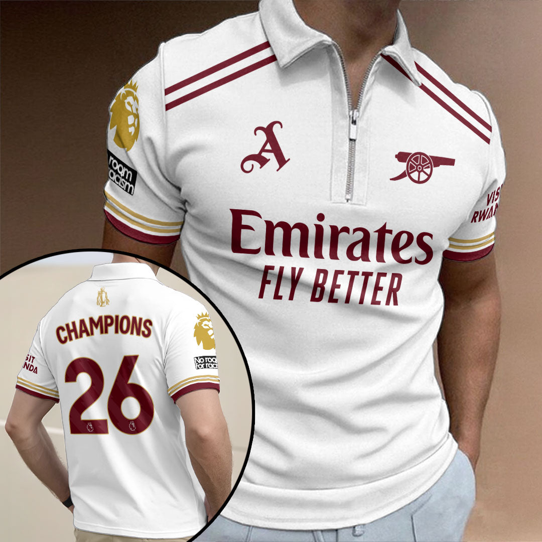 Arsenal FC Premier League Champions 25/26 Zip Polo Shirt – HOATT18419