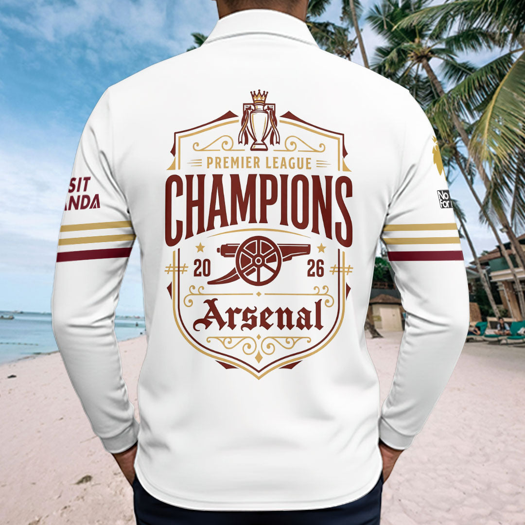 Arsenal FC Premier League Champions 25/26 Zip Polo Shirt – HOATT18783