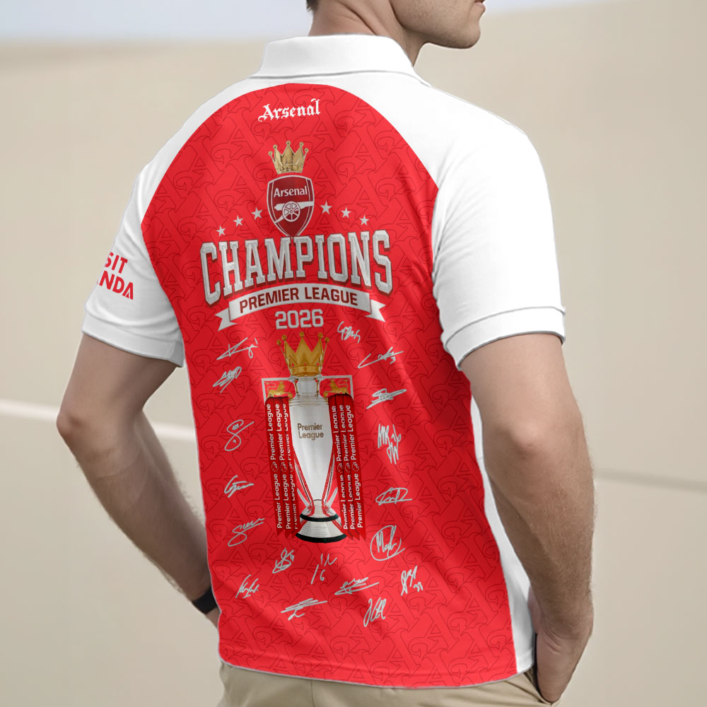 Arsenal FC Premier League Champions 25/26 Zip Polo Shirt – TMTHU6444