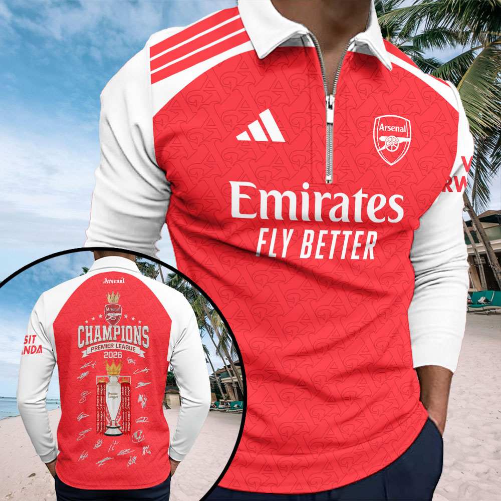 Arsenal FC Premier League Champions 25/26 Zip Polo Shirt – TMTHU6444