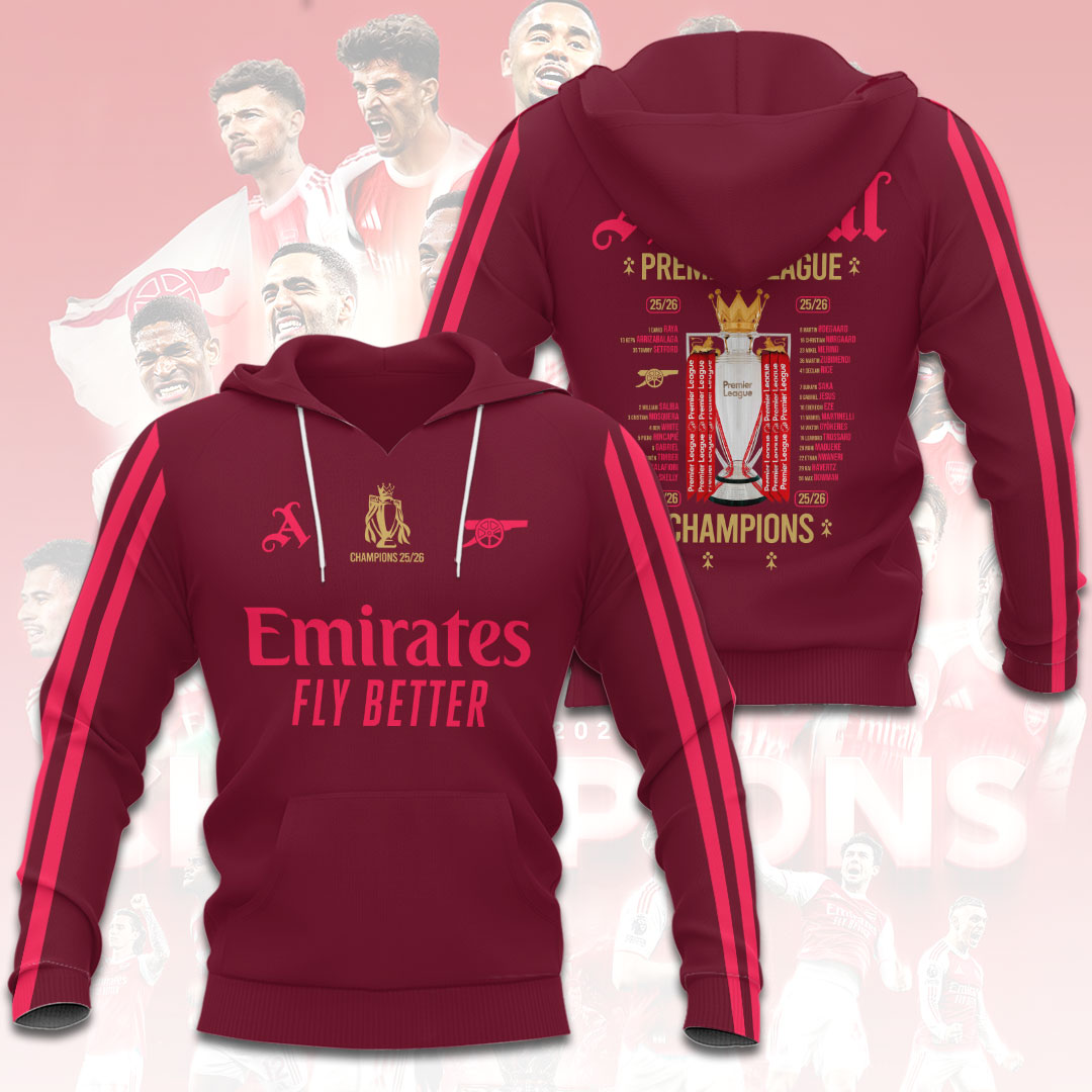 Arsenal FC Premier League Champions 25/26 3D Apparel – HOATT18420