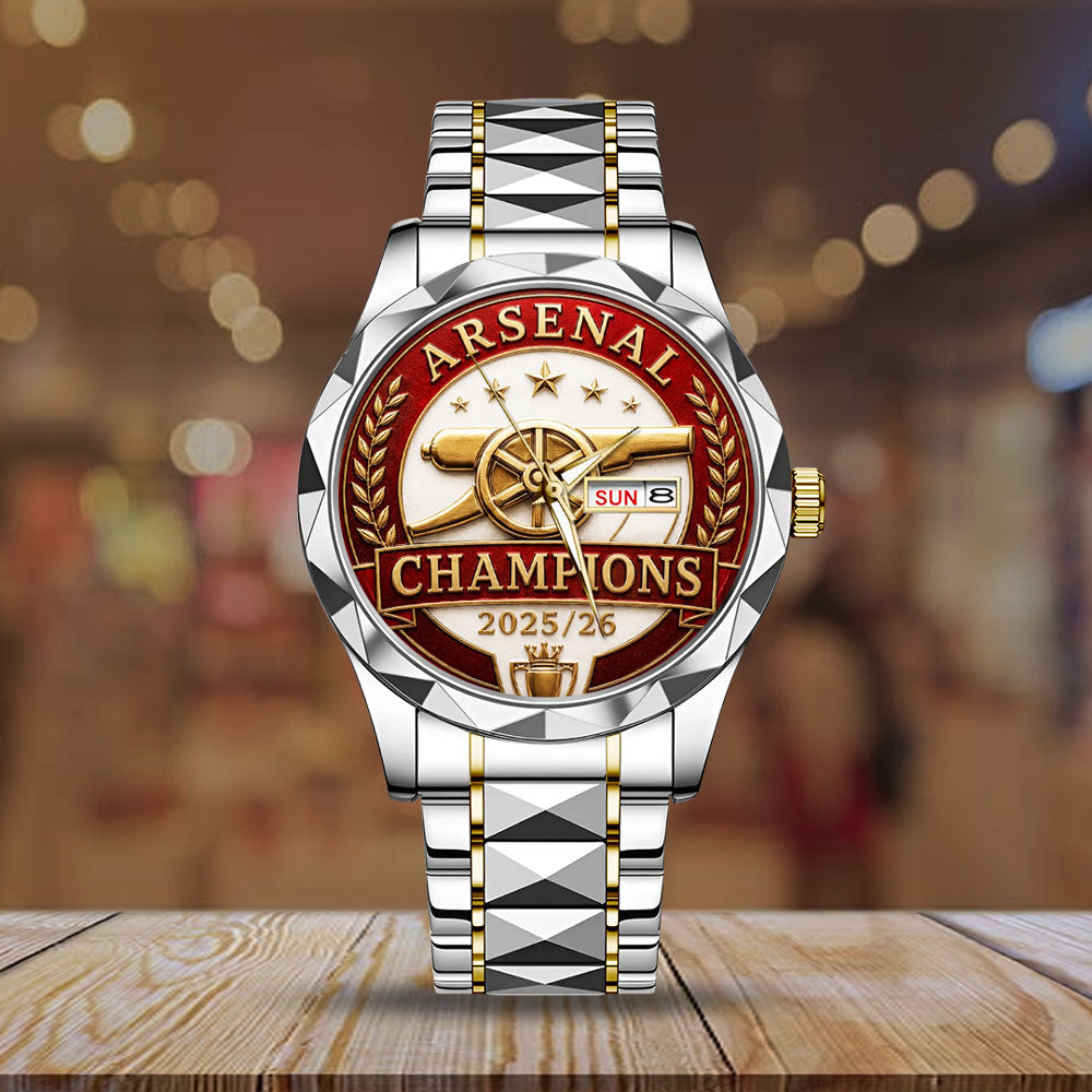 Arsenal FC Premier League Champions 25/26 Alloy Luxury Quartz Watch – TANTN23119