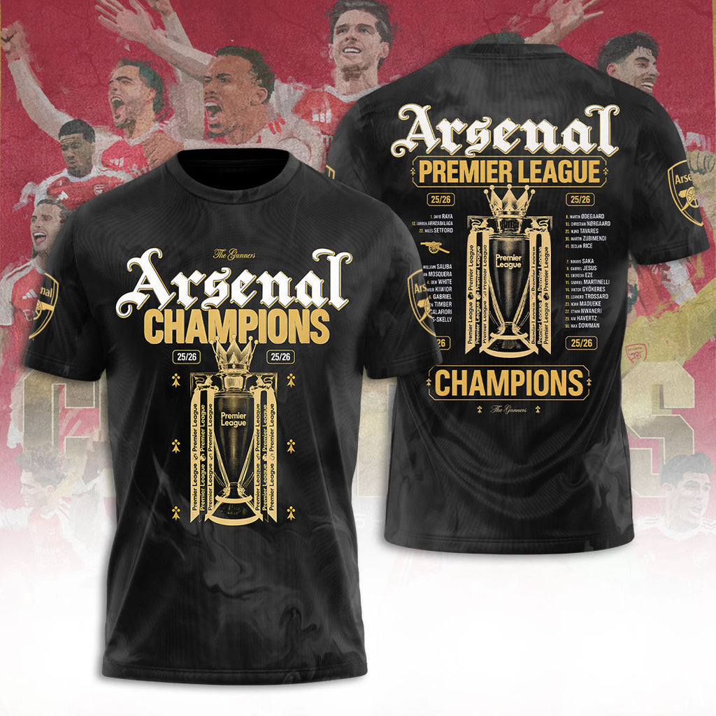 Arsenal FC Premier League Champions 25/26 3D Apparel – TANTN23010