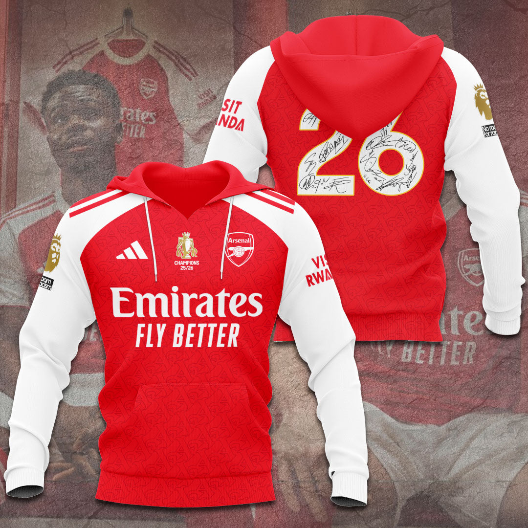 Arsenal FC Premier League Champions 25/26 3D Apparel – TANTN23124