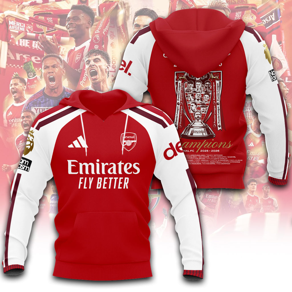 Arsenal FC Premier League Champions 25/26 3D Apparel – TANTN24491