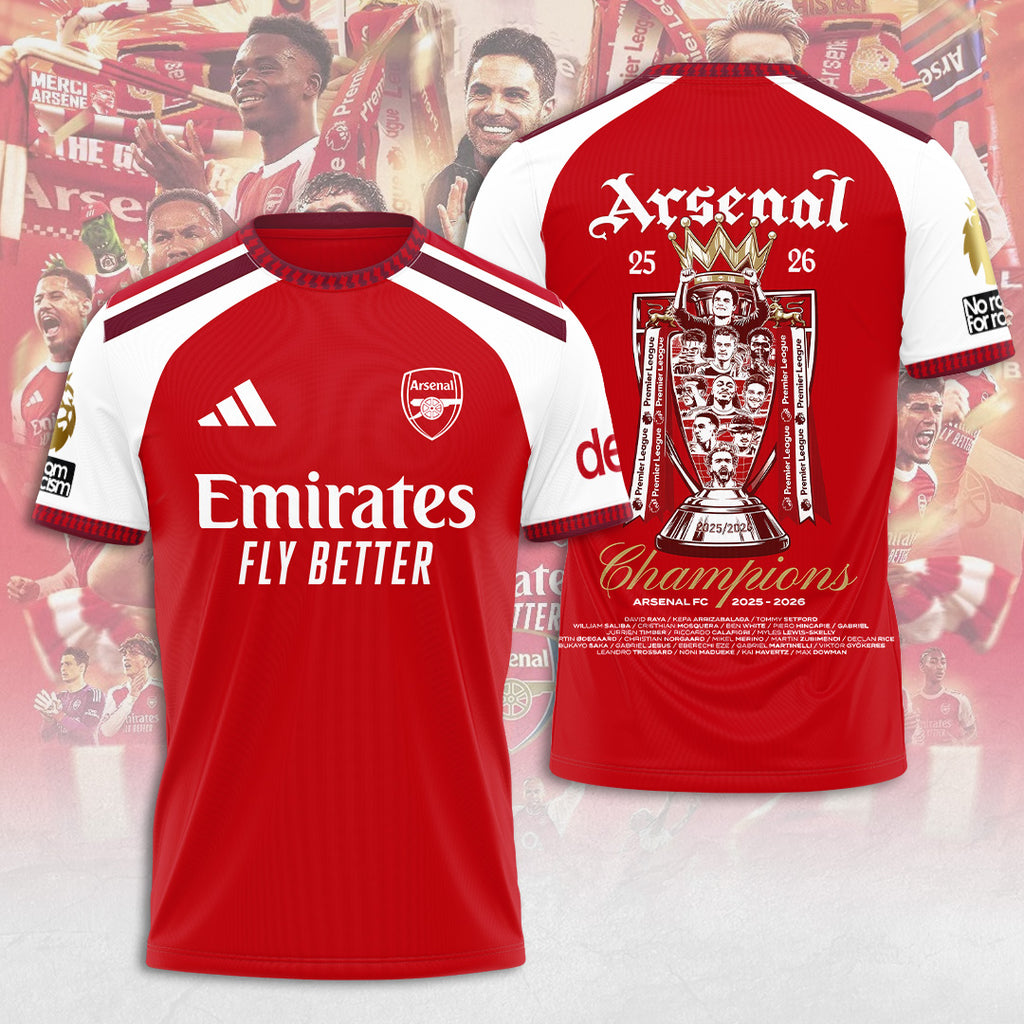 Arsenal FC Premier League Champions 25/26 3D Apparel – TANTN24491