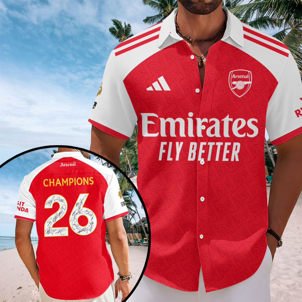 Arsenal FC Premier League Champions 25/26 Short Sleeve Button-Down Shirt – TANTN23131