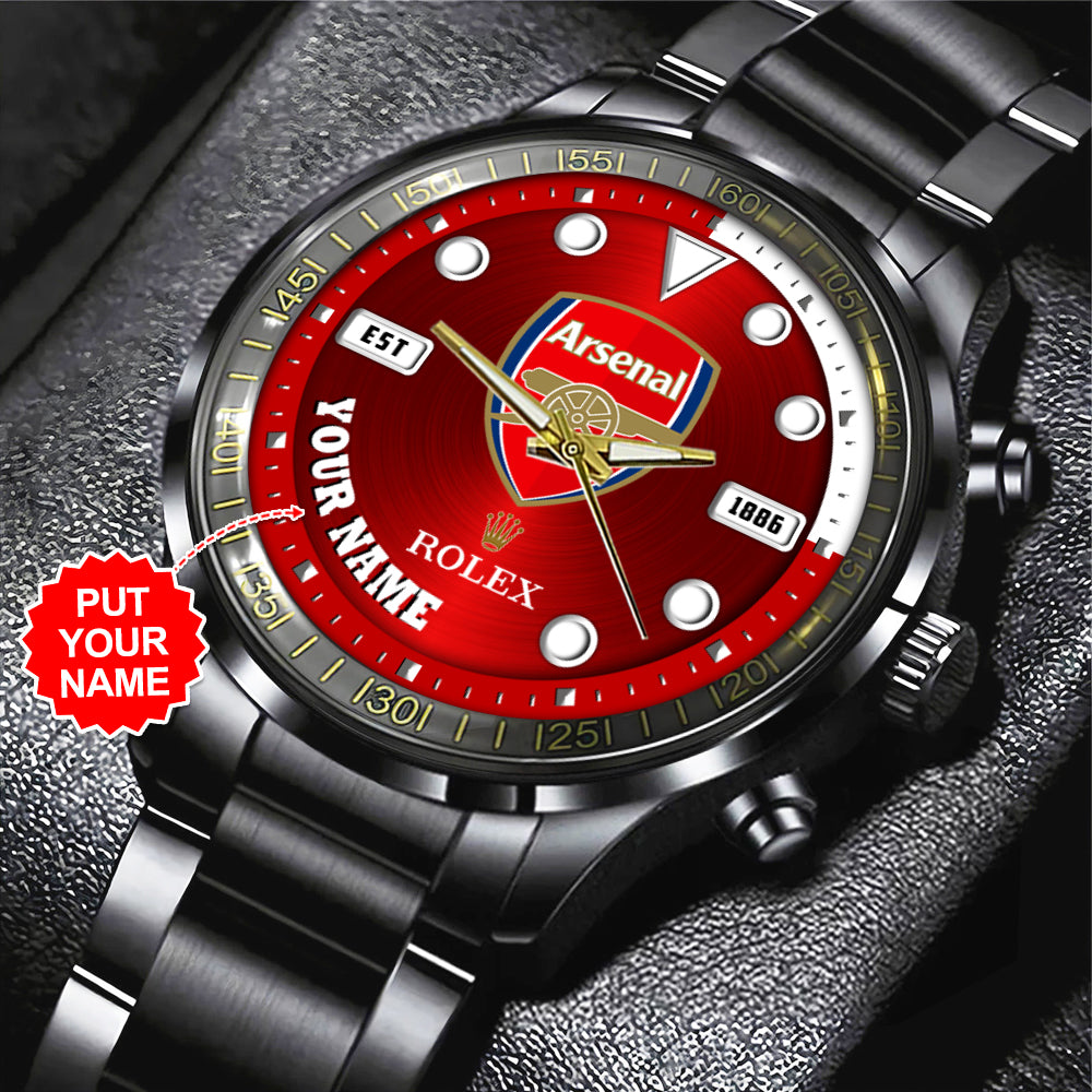 Personalized Arsenal FC x Rolex Black Stainless Steel Watch – MAITM8425