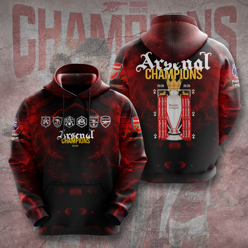 Arsenal FC Premier League Champions 25/26 3D Apparel – GNE6602