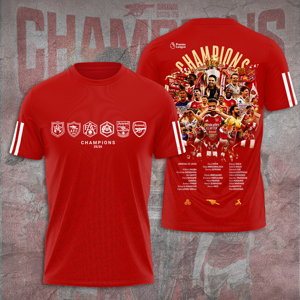 Arsenal FC Premier League Champions 25/26 3D Apparel – GNE6648