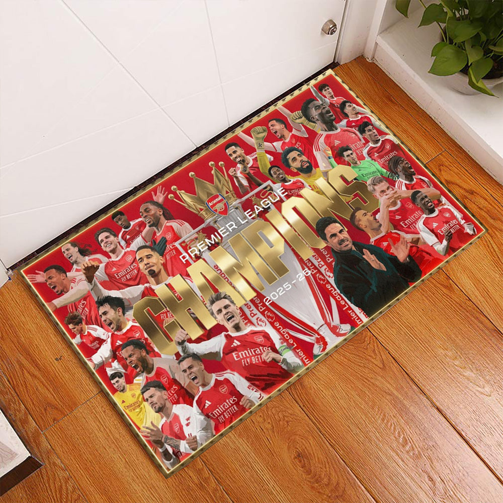 Arsenal FC Premier League Champions 25/26 Custom Doormat – GNE7096