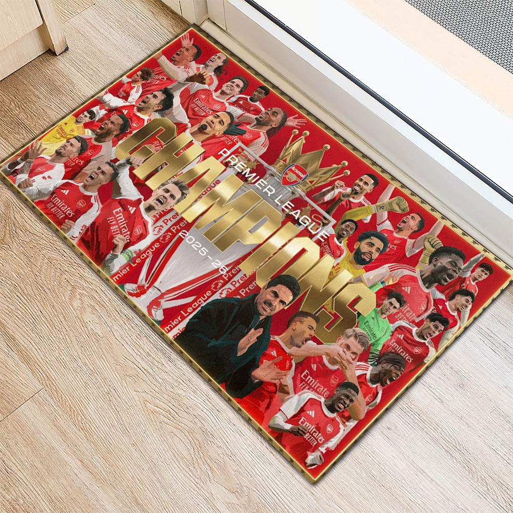Arsenal FC Premier League Champions 25/26 Custom Doormat – GNE7096