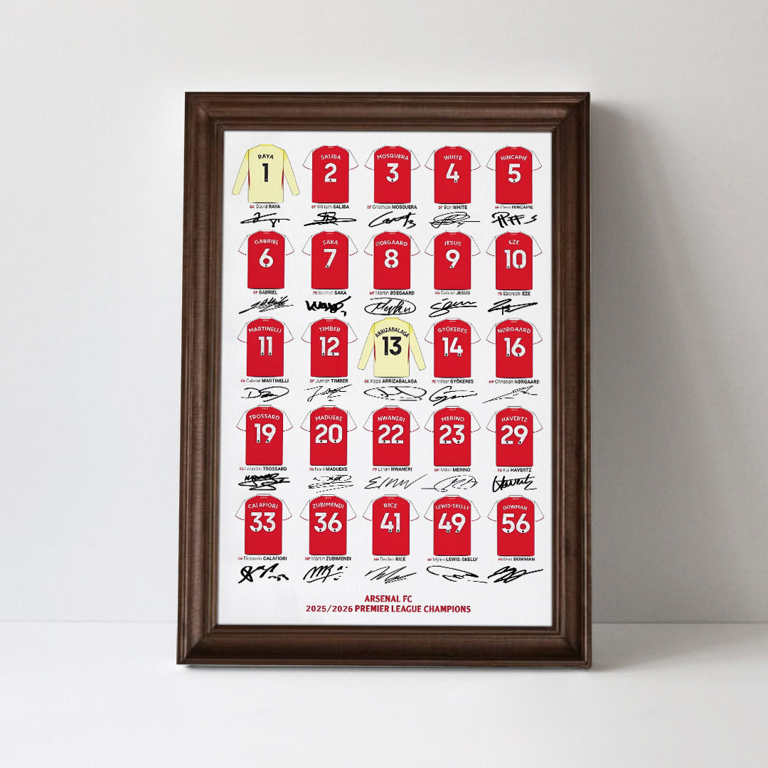 Arsenal FC Premier League Champions 25/26 Rectangle Canvas With Inner Frame – TMTHU6410