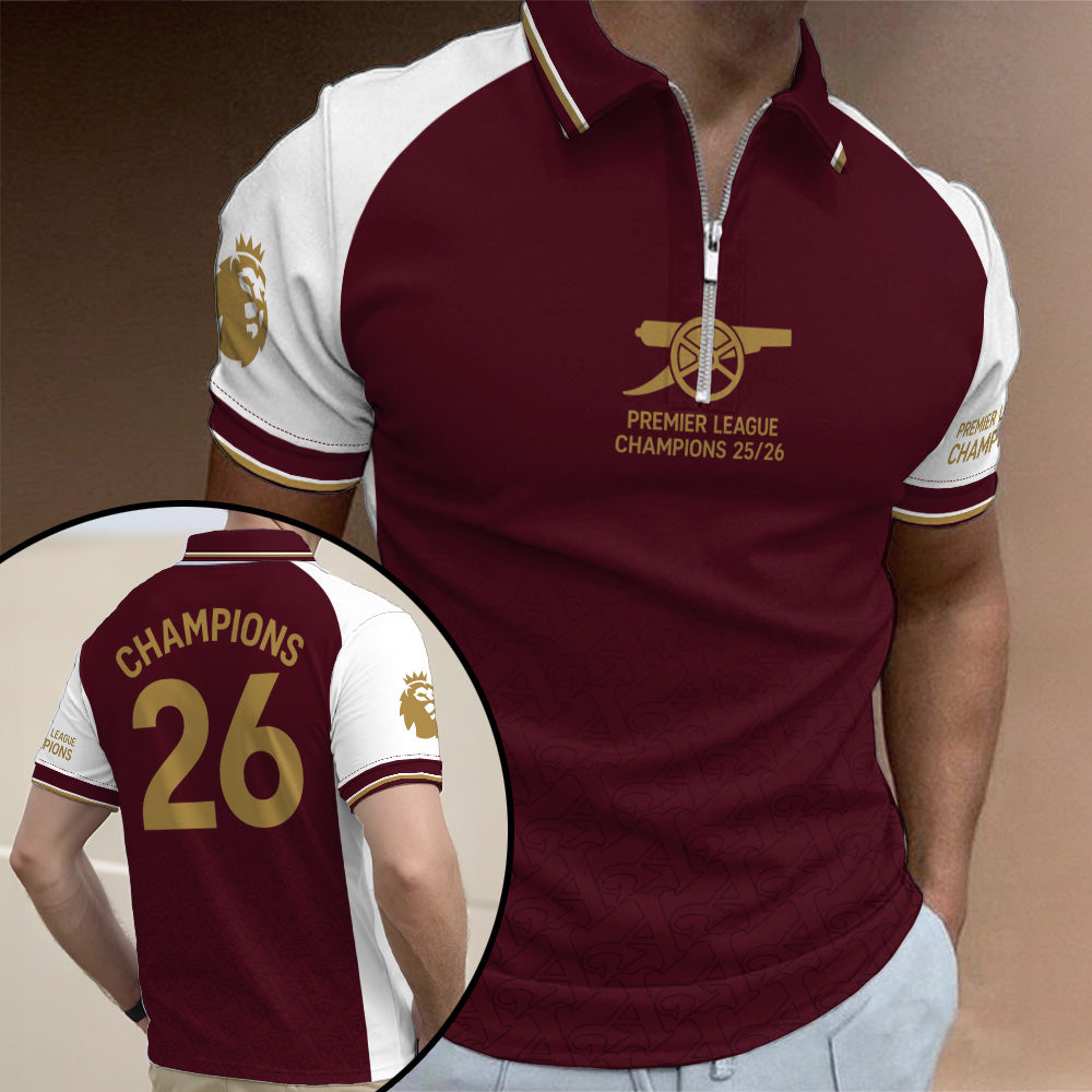 Arsenal FC Premier League Champions 25/26 Zip Polo Shirt – GNE6816