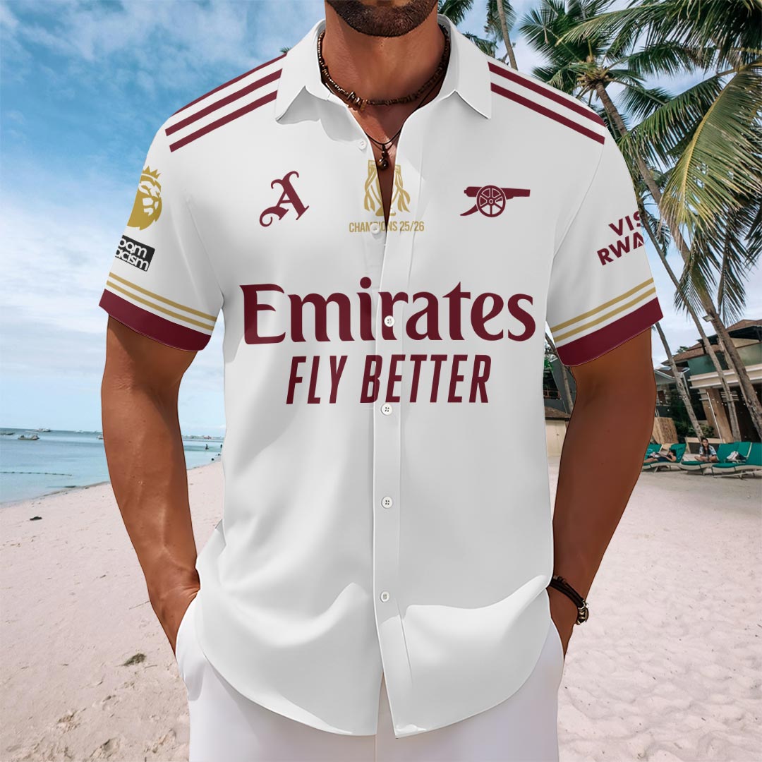 Arsenal FC Premier League Champions 25/26 Short Sleeve Button-Down Shirt – HOATT18161