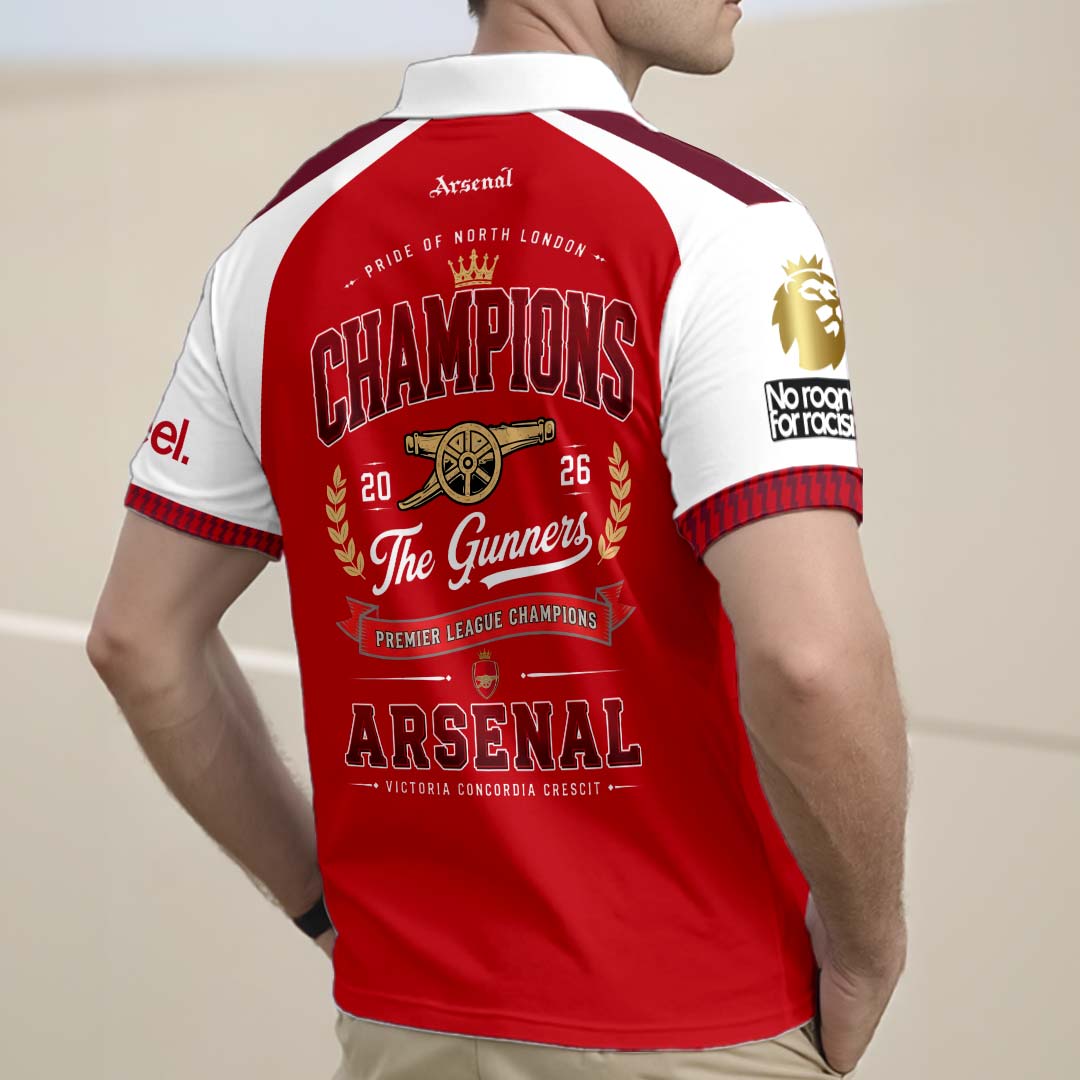 Arsenal FC Premier League Champions 25/26 Zip Polo Shirt – HOATT20006