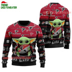 Atlanta Falcons Baby Yoda Hug The Ball Christmas Ugly Sweater