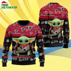 Atlanta Falcons Baby Yoda Hug The Ball Christmas Ugly Sweater