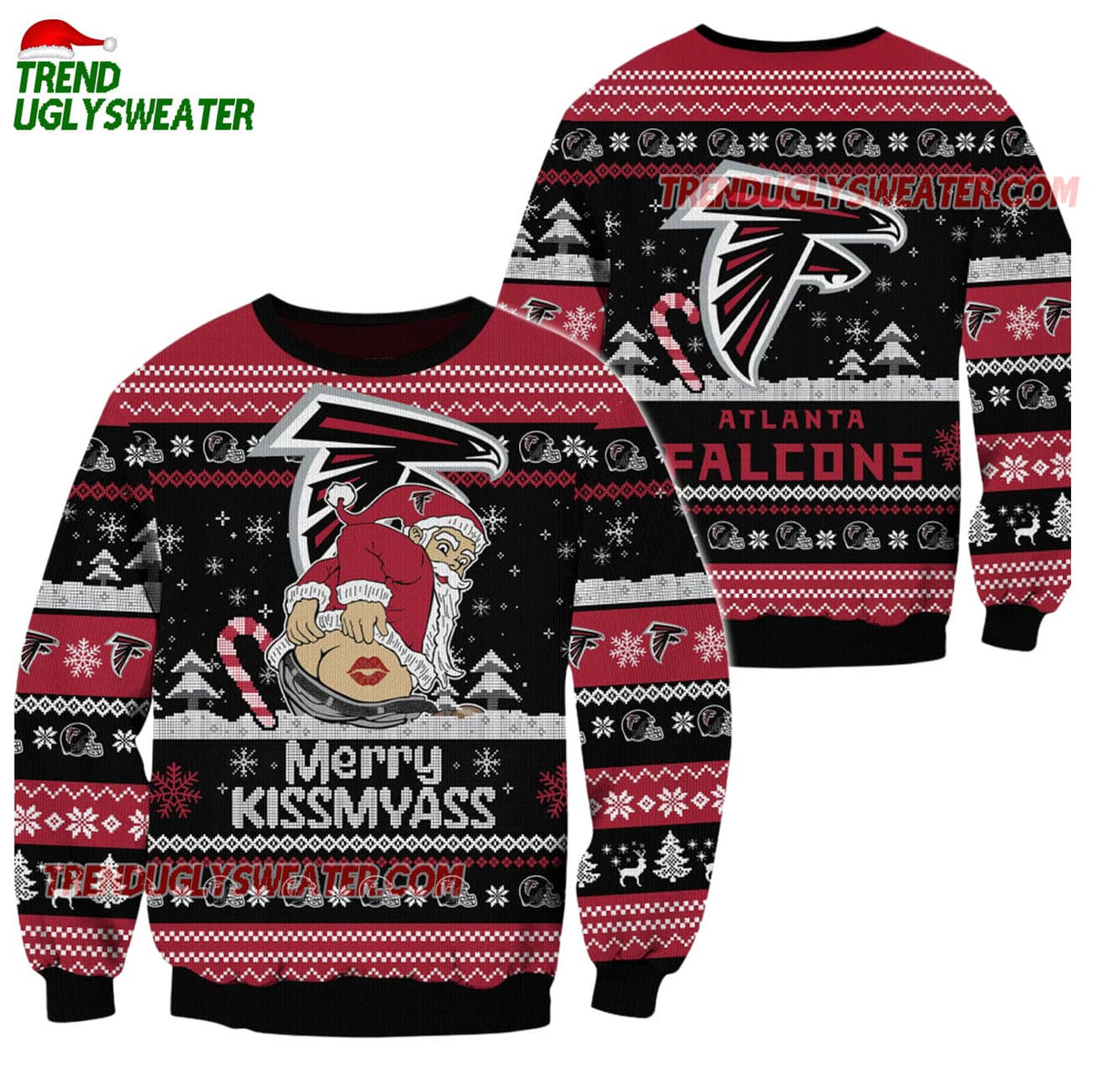 Atlanta Falcons Merrykissmyass Funny Santa Claus Christmas Ugly Sweater