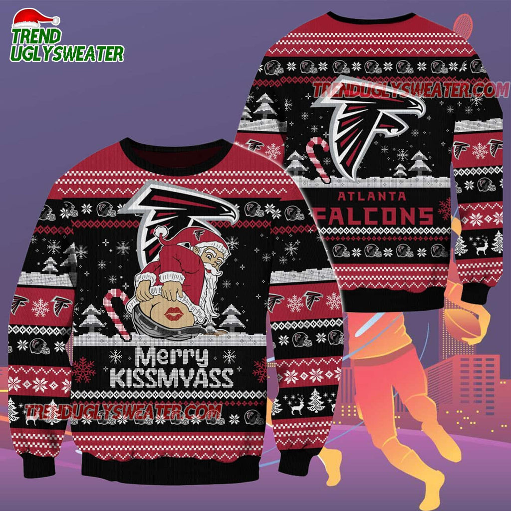Atlanta Falcons Merrykissmyass Funny Santa Claus Christmas Ugly Sweater