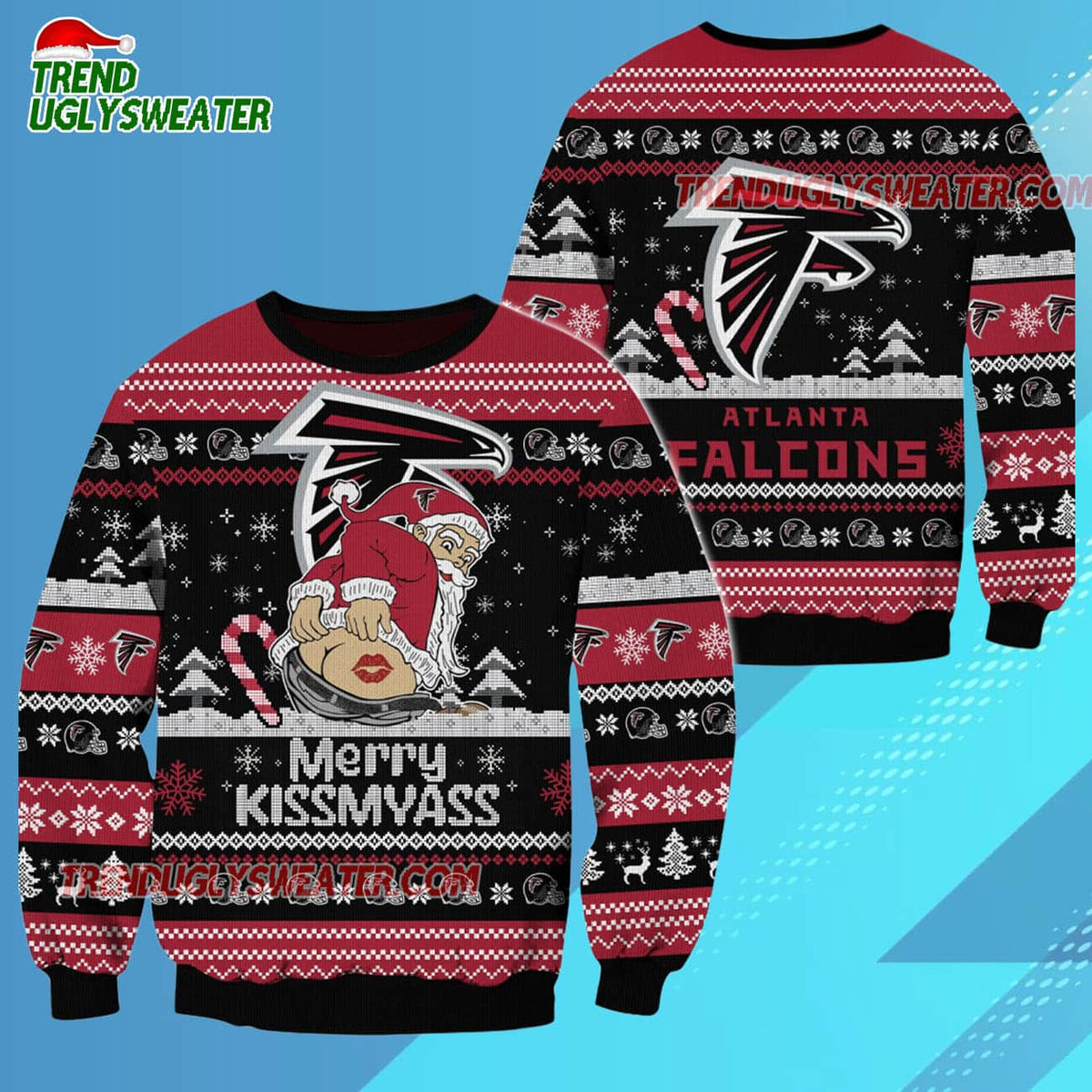 Atlanta Falcons Merrykissmyass Funny Santa Claus Christmas Ugly Sweater
